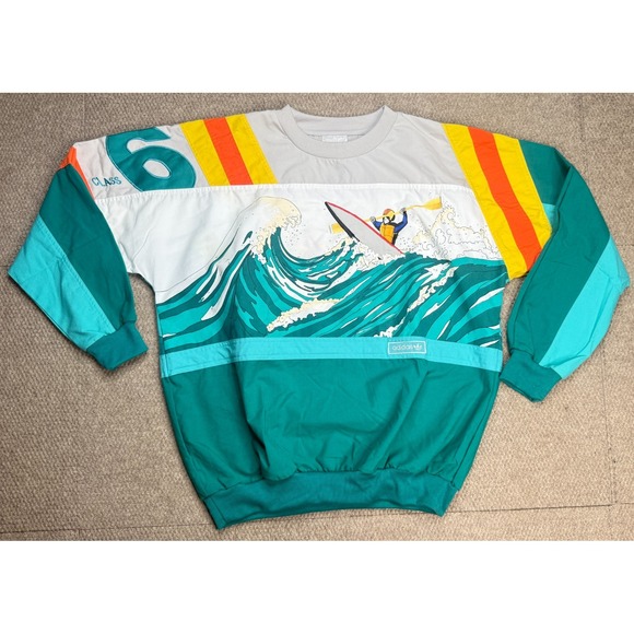 Adidas Devils Toenails Amuza River 1980's Vtg Men's Kayaking Sweatshirt Size L - Picture 1 of 13